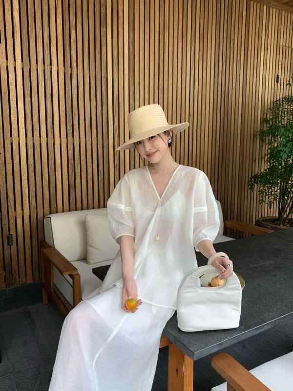 シャツ レディース Vネック 薄手 人棉 麻混 ブラウス 半袖 トップス ゆったり 黄色 白 春夏