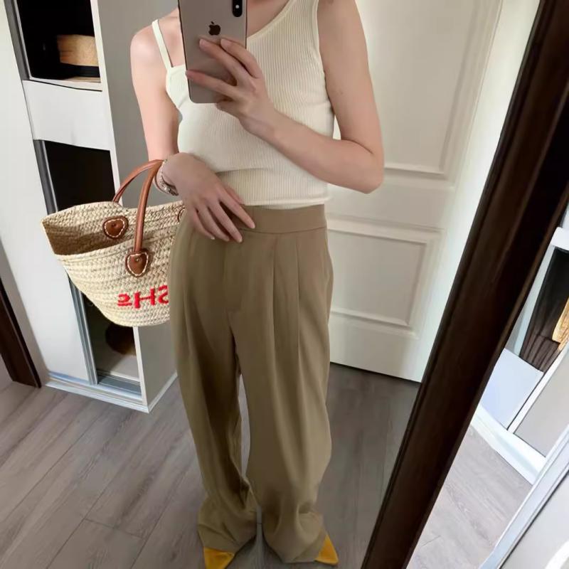 レディース ワイドパンツ 高腰 ストレート ロング ゆったり スリム 通勤 気質 スタイル 化繊混紡 ポリエステル 95%以上 ノンストレッチ 快適 ゆったり シルエット デイリー コーディネート トップス ボトムス 合わせやすい 女性 ファッション ア｜トミーショップ 店