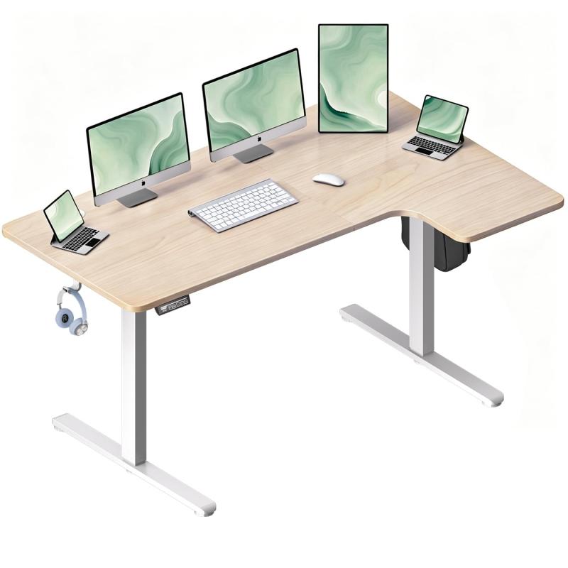 Anovara 電動 昇降デスク L字 昇降式デスク L字デスク 電動昇降デスク 幅140cm 奥行85cm 高さ調節 メモリ機能 静音 一人暮らし スタンディングデスク 昇降式テーブル オフィスワーク テレワーク ｜トミーショップ 店
