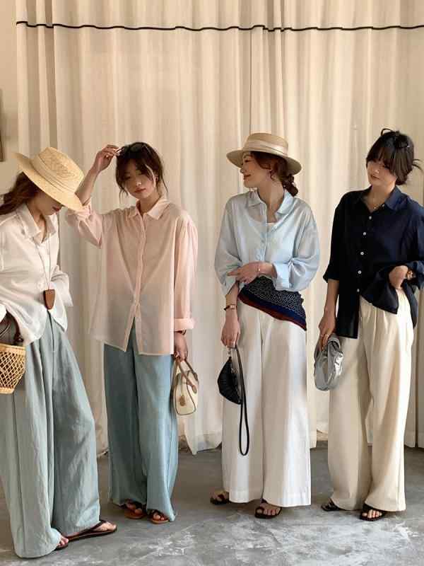 シャツ レディース 天? 麻 長袖 トップス 春夏 接触冷感 UVカット 紫外線対策 ブラウス 襟付き 無地 ゆったり 薄手 オフィスカジュアル