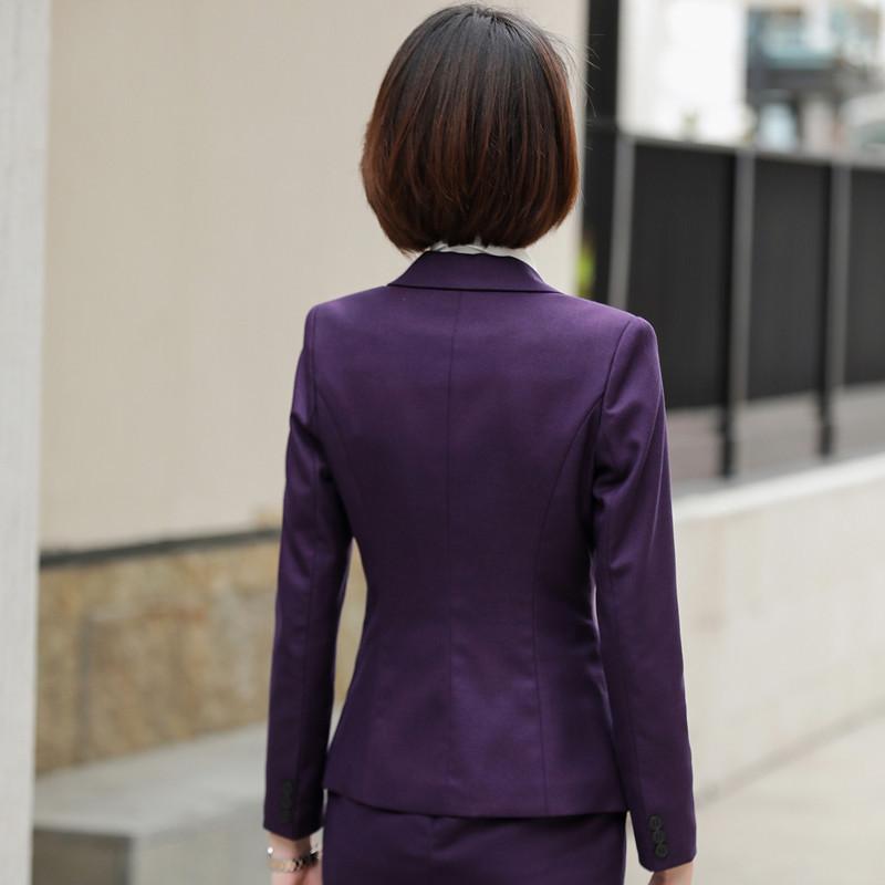 ジャケット レディース 春秋 女性用 職業スーツ セットアップ ホテル フロント 受付 制服 ポリエステル テーラード パープル ブラック オフィスカジュアル 長袖