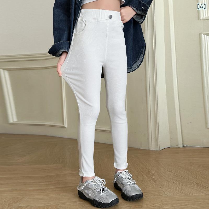 キッズ 女の子 牛仔 ジャケット 春秋 シャツ トップス 純色 単排扣 柔軟素材 伸縮性 普通厚 開衫 トレンド 中大童 普段使い 学校着 軽量 デニム 生地 白色 黒色 ブルー 120cm 130cm 140cm 150cm 160cm 170cm