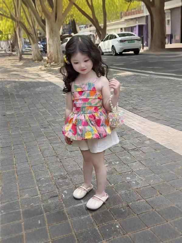 子供服 女の子 花柄 キャミソール ショートパンツ セットアップ かわいい 夏 中小童 薄手 綿90% 上下セット 90cm 100cm 110cm 120cm 130cm 140cm