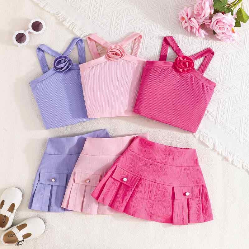 子供服 セットアップ キャミソール & スカート 女の子 ベビー 幼児 夏服 花柄 2点セット 薄手 かわいい 普段着 80 90 100