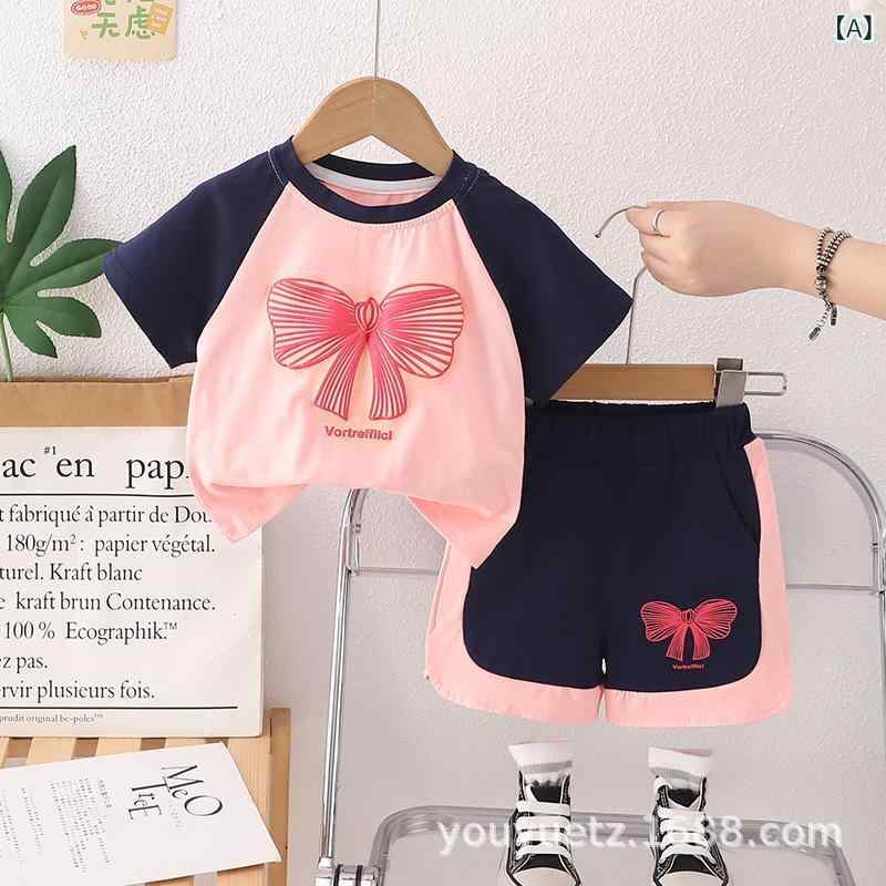 子供服 女の子 半袖 短パン 上下セット 夏 幼児 立体 蝶 ラウンドネック カットソー ショーパン セットアップ かわいい パジャマ 部屋着 薄手 ピンク系