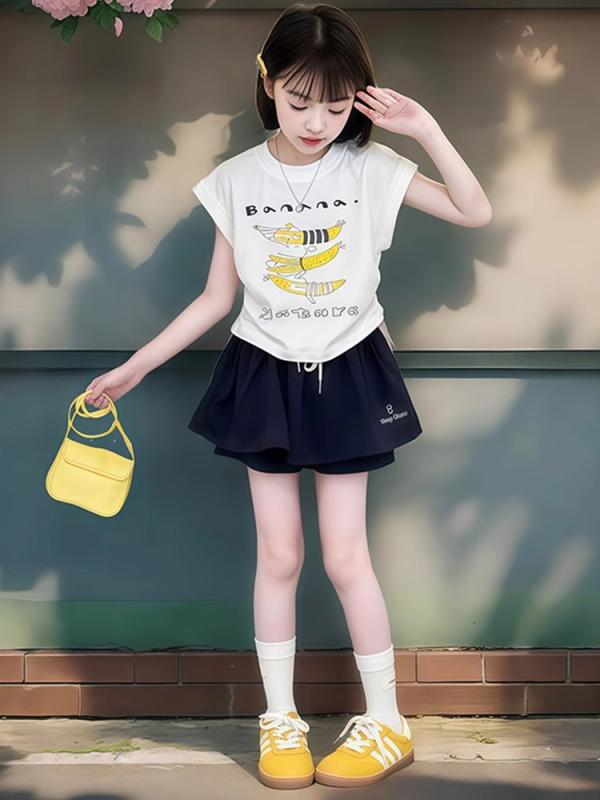 子供服 Tシャツ スカート付きパンツ 2点セット 薄手 夏 女の子 ガールズ 半袖 トップス ボトムス 普段着 かわいい 120 130 140 150 160 170 4,583円
