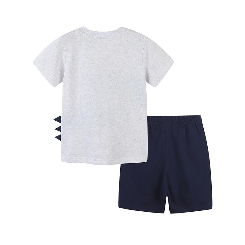 キッズ 男の子用 半袖Tシャツ ショートパンツ 上下2点セット 子供服 コットン100％ カートゥーン アニマルプリント 普段着 部屋着 かわいい 柔らかい