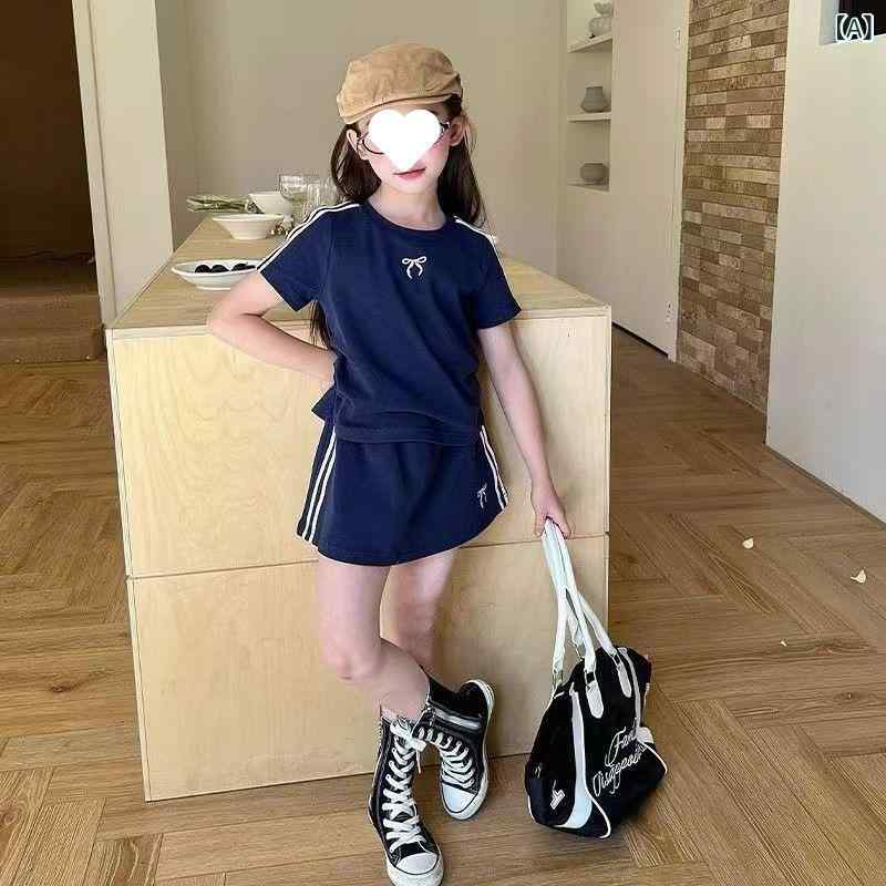 キッズ 女の子用 セットアップ ストライプ 半袖 Tシャツ ハーフパンツ 上下 2点 薄手 接触冷感 スポーツ 普段着 部屋着