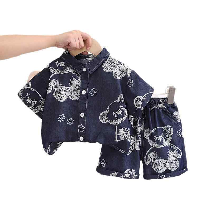 キッズ ベビー服 半袖Tシャツ デニムパンツ セットアップ クマ柄 夏物 薄手 幼児 上下セット かわいい おしゃれ