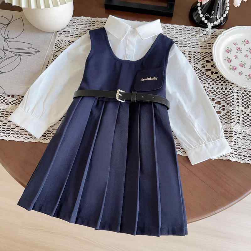 女児用 春秋 長袖シャツ ストラップ付きスカート 2点セット(x3)|トミーショップ 店