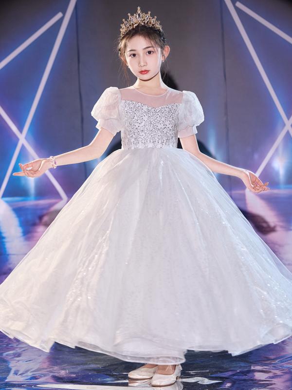 子供用フォーマルドレス 春夏 ガールズワンピース ピアノ発表会 ショートスリーブ プリンセススタイル チュール パーティードレス 結婚式 演奏会 110cm 120cm 130cm 140cm 150cm 160cm 170cm