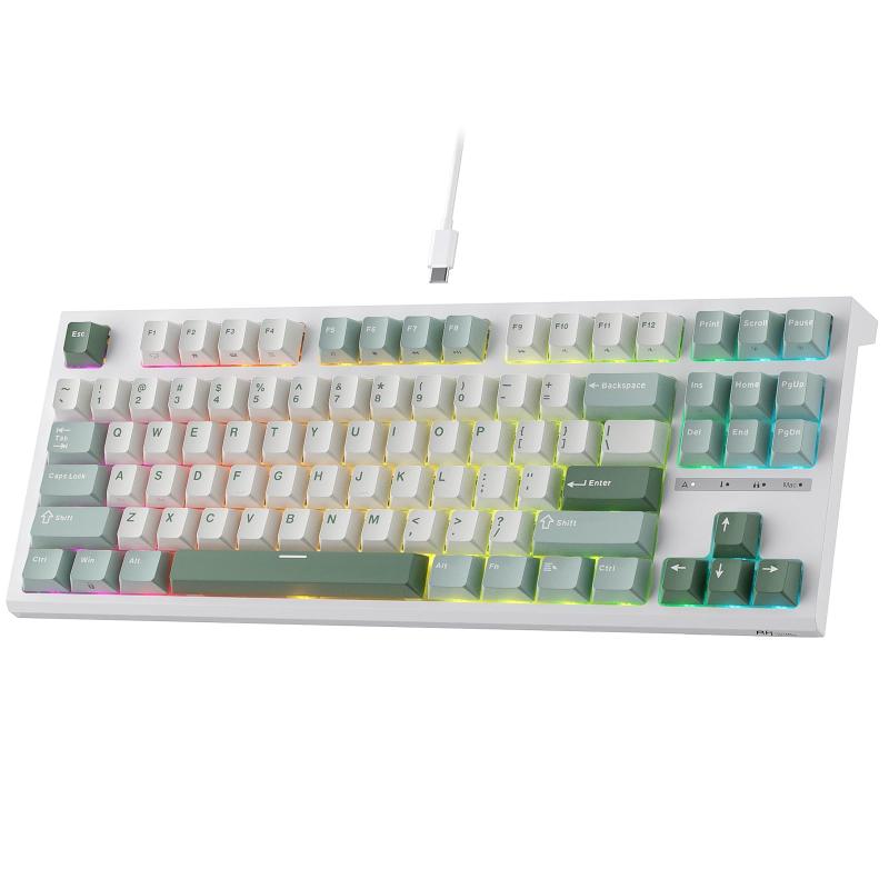 RK ROYAL KLUDGE C87 HE ラピッドトリガー ゲーミングキーボード、87キー TKL 有線 RGB メカニカルキーボード、ホール効果磁気スイッチキーボード、アクチュエーションポイント調整可能、8K Hz ポー|トミーショップ 店