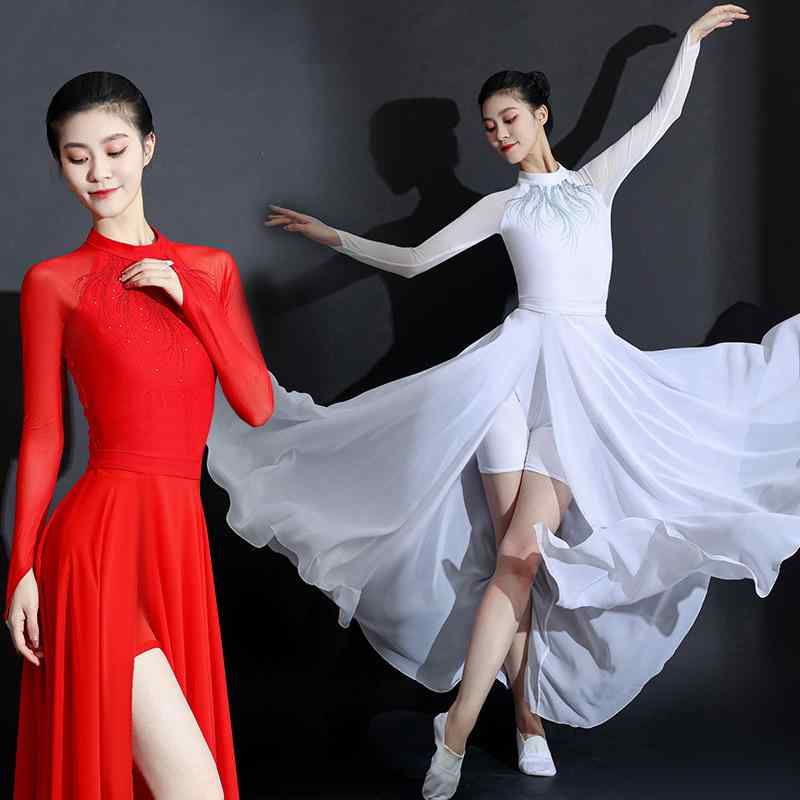 社交ダンス御召しもの レディース 中国風 妖精風 コーラス 今日このごろ踊り 御召しもの 大振りスコート アクリル繊維 赤 白 春夏