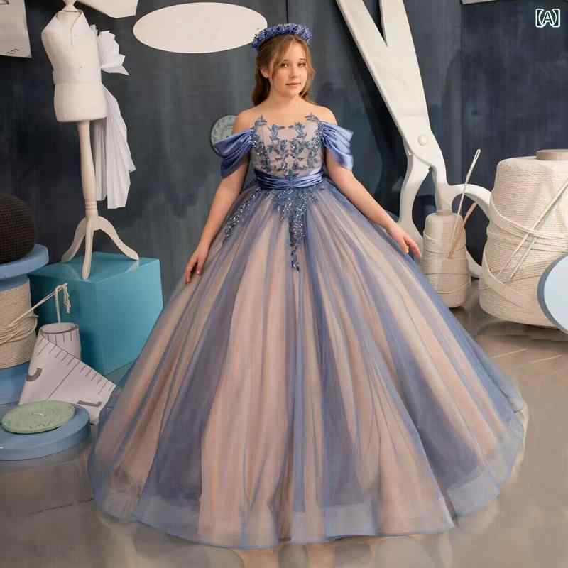 ワンピース キッズ 子供用 チュールスカート チュール ドレス ピアノ 発表会 演奏会 フォーマル パープル 結婚式 誕生日 プリンセス お姫様 3歳 4歳 5歳 6歳 7歳 8歳 9歳 10歳 11歳 12歳 13歳