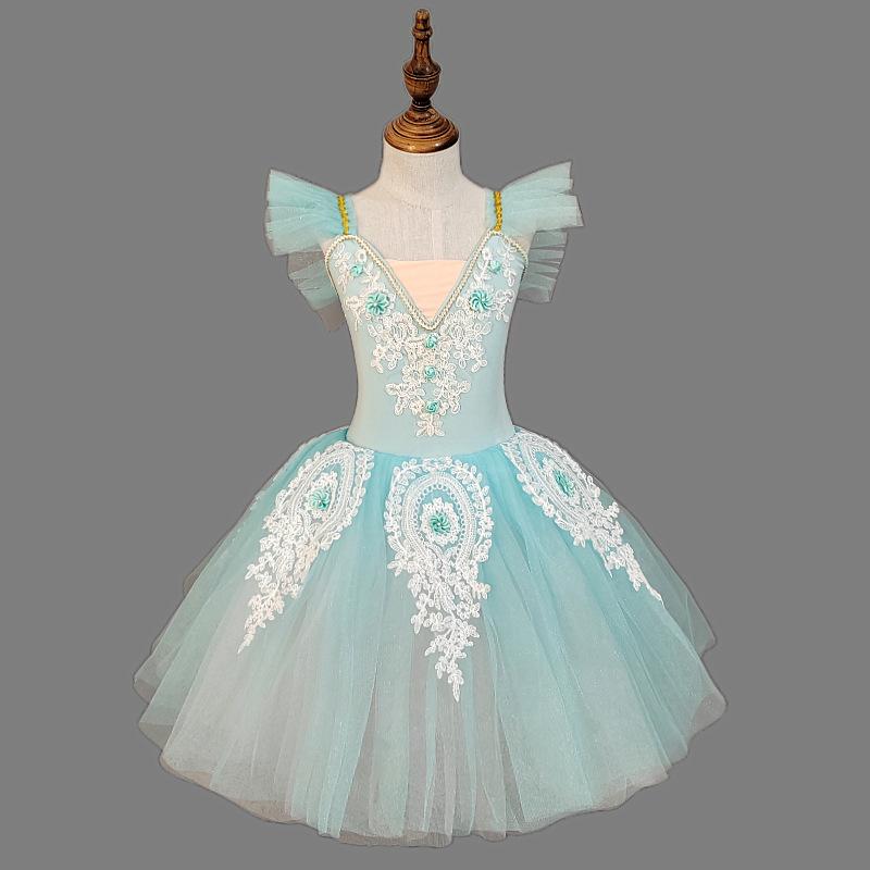 子供 バレエ ダンス用スカート チュチュスカート プリンセススカート チュールスカート パニエ 練習着 女の子 発表会 衣装 レース 伸縮性 淡青 淡紫 淡桃 黄 白