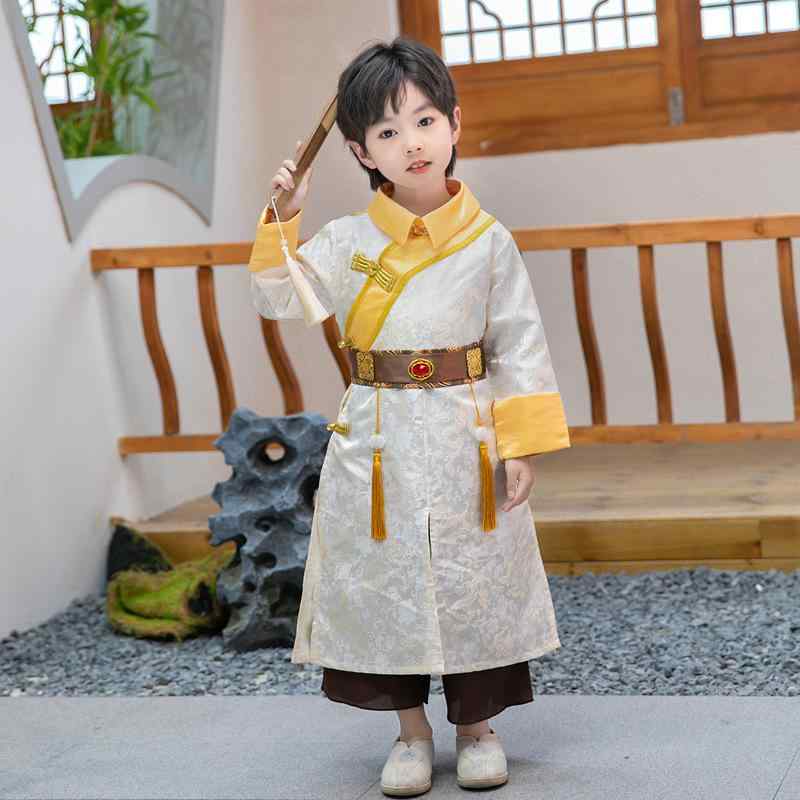赤ちゃん用 瀬戸もの御召しもの 唐装 烏兎 中華風 礼服 セットアップ 御坊っちゃん 3歳 4歳 5歳 6歳 7歳 8歳 ポリエステル 普段着 第八芸術映画化用 ポンチ絵