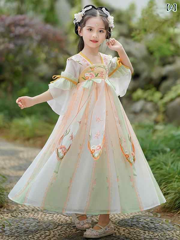 衣裳 ちびっ子 お嬢さん 唐装 民族御召しもの 一こま御召しもの 瀬戸もの御召しもの 大時代 愛くるしい 夏 雪紡 好いたらしい 中華風 ハロウィン コスプレ 110珊 120珊 130珊 140珊 150珊 160珊 碧緑であること(x200)