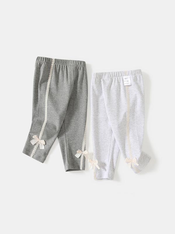 子供服 パンツ 春秋 長ズボン ベビー服 女の子 レギンス スパッツ コットン A類 幼児 プリンセススタイル かわいい 普段着 グレー 蝶結び