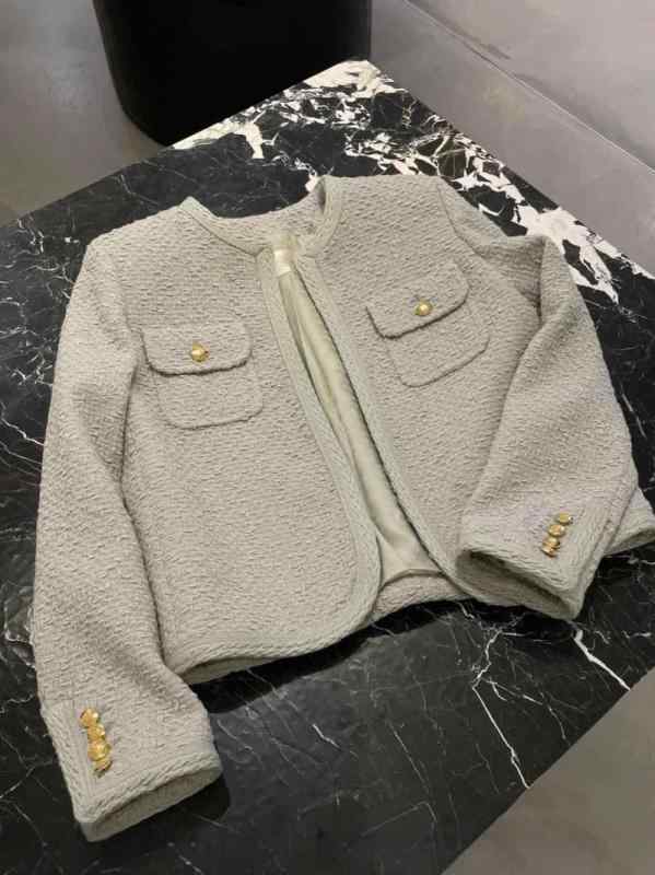 ジャケット レディース フレンチスタイル ツイードジャケット ショート丈 アウター ポケット付き 羊毛 長袖 上品 きれいめ コンサバ エレガント クラシカル 秋冬