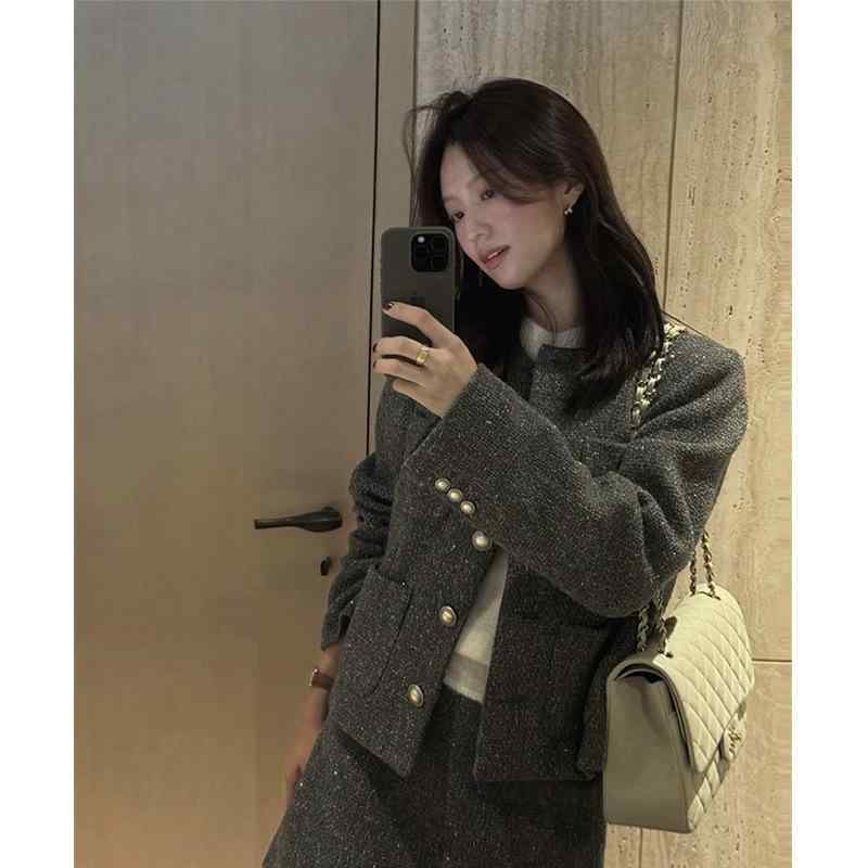 セットアップ レディース 粗 Tweed ツィード 上衣 ミニスカート 上下仕掛ける 韓国風 好いたらしいめ 今めかしい 窈窕たる フォーマル 心地好い 羊毛