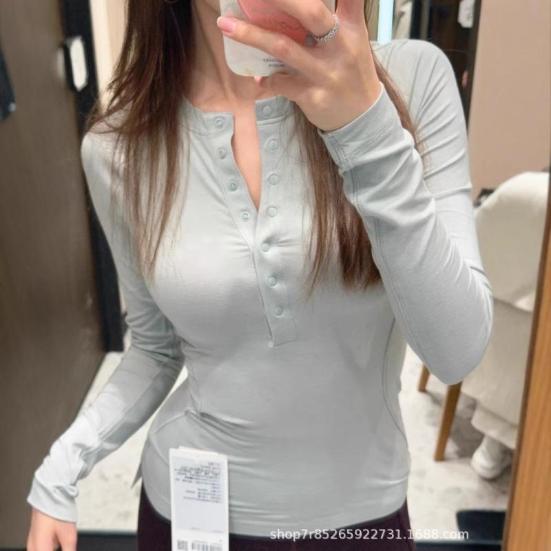 Tシャツ レディース 長袖 ヘンリーネック カットソー プルオーバー 無地 アスレチック スポーティー ストレッチ 伸縮性 文芸 レトロ トップス