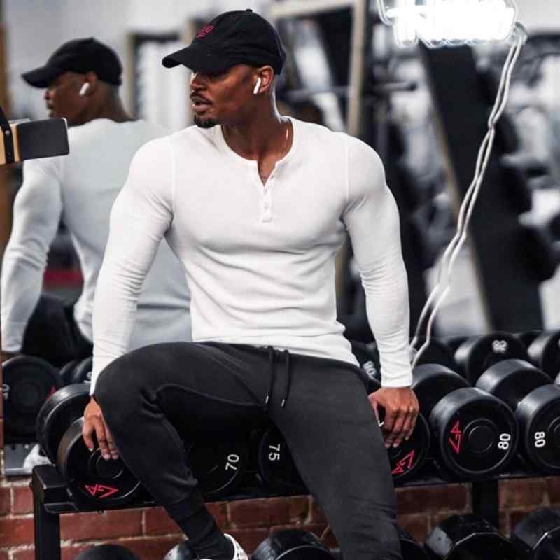 Tシャツ 男性用 アメリカン ヘンリーネック トップス 半袖 長袖 カットソー スリム スポーツ ウェア レトロ 無地 綿 白 黒 グレー