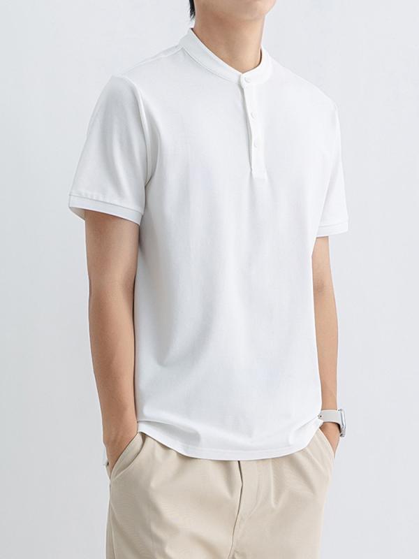 Tシャツ メンズ 男性用 ワッフル ヘンリーネック 半袖 カットソー カジュアル トップス 薄手 接触冷感 吸湿速乾 通気性 ブラック ホワイト デニムブルー
