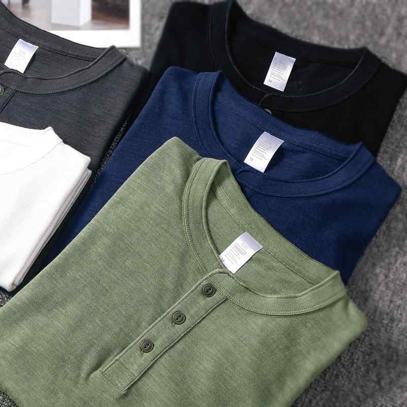 Tシャツ メンズ 半袖 ヘンリーネック コットン カットソー プルオーバー アメカジ 無地 薄手 柔らかい 涼しい 通気性 普段使い 部屋着