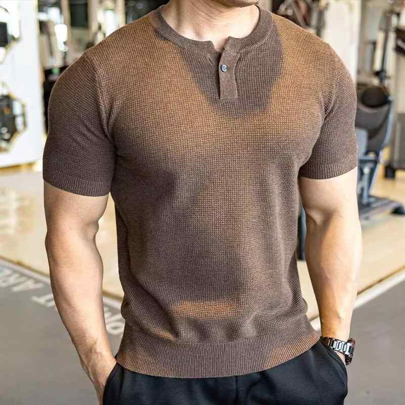 Tシャツ メンズ 半袖 ニット 薄手 カットソー スリム ヘンリーネック トップス 無地 カジュアル 普段使い ビジネス オフィス リラックス ウェア