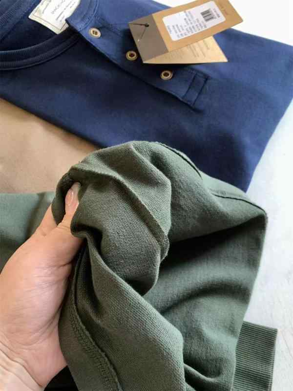 Tシャツ 男性用 ヘンリーネック カットソー トップス 長袖 無地 コットン 部屋着 普段使い リラックス 春秋 薄手 透湿性