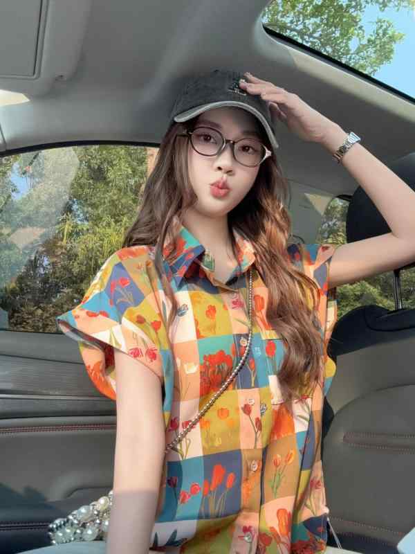 シャツ レディース 格子柄 リゾート風 花柄 ブラウス 接触冷感 ゆったり 半袖 トップス S M L XL(x5)｜トミーショップ 店