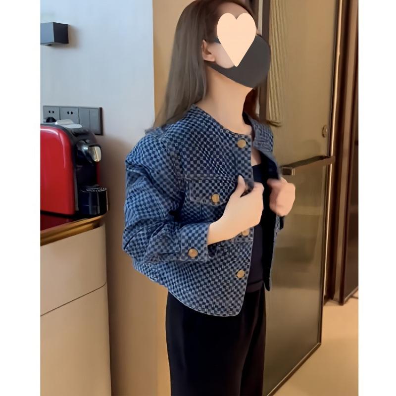 ジャケット レディース 春秋 デニム 韓国風 チェック柄 ショート丈 アウター Gジャン ジージャン ブルゾン ジャンパー ゆったり かわいい おしゃれ