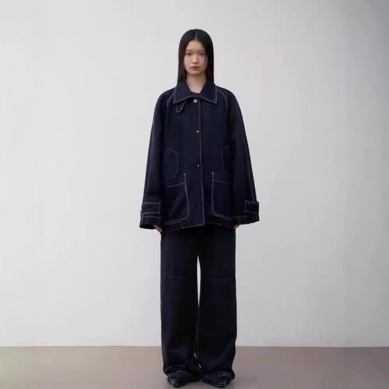 ジーンズ上衣 レディース A伝達ルート 翻 Collar 大静電容量衣嚢付き添い人 黒いこと 綿織物 韓国風 心地好い表現スタイル デイリー青少年