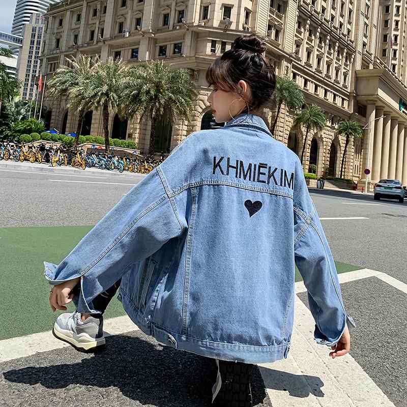 デニムジャケット レディース 春秋 ショート丈 小柄 韓国風 ゆったり 刺繍 ライトブルー Gジャン アウター トップス