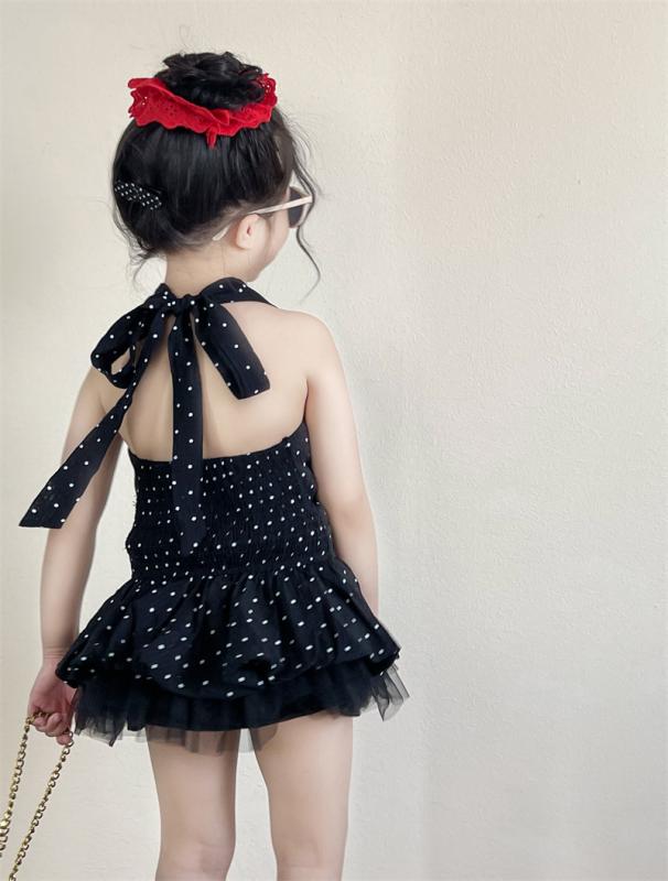 子供服 女の子用 セットアップ ドット柄 ホルターネック トップス チュールスカート 2点セット 夏物 かわいい ガールズ キッズ 90 100 110 120 130 140