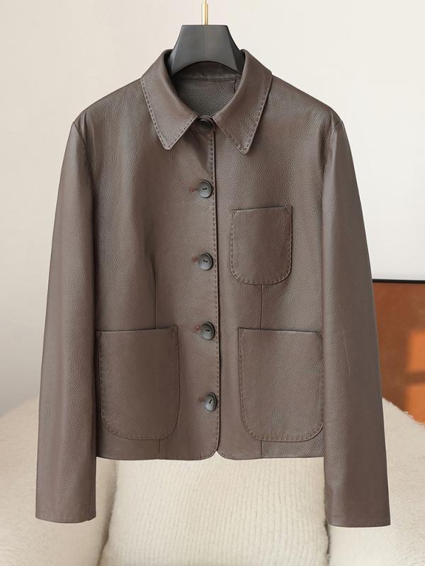 ジャケット レディース 山羊革 秋冬 レザー 切り替え テーラード ショート丈 黒/茶色 M/L/XL/XXL 通勤 個性 ストリート