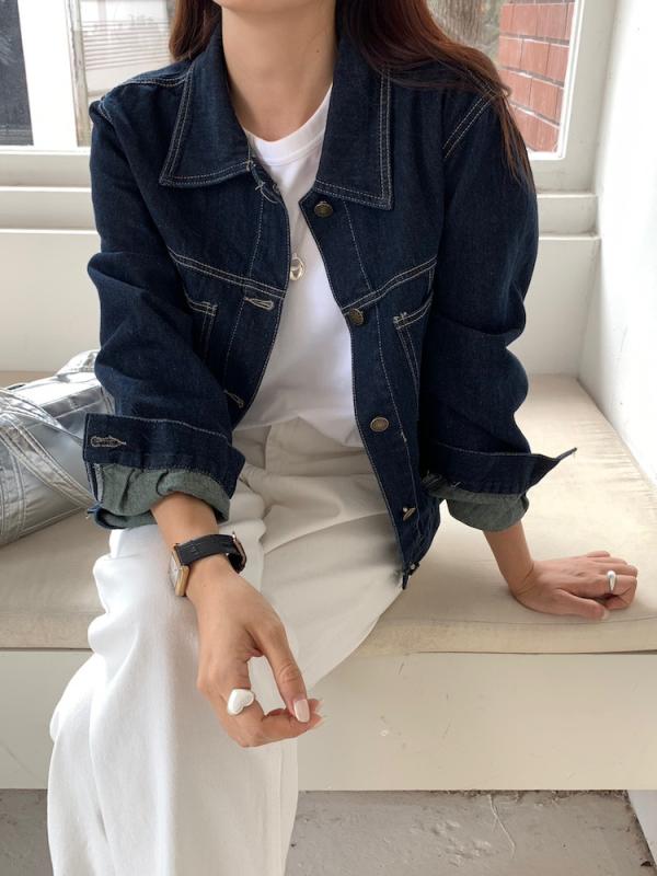 上衣 レディース ジーンズ上衣 Gジャン アウター 羽織り 長袖 綿織物 ポリエステル 韓国風 心地よい 深青み