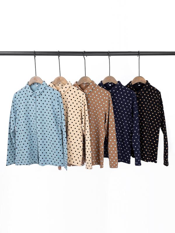 シャツ レディース 綿混紡 波柄 開襟 長袖 トップス ブラウス M L XL 2XL 3XL ブルー系 ブラック系 普段使い 通勤 高弾性 ストレッチ 直筒型 7,909円
