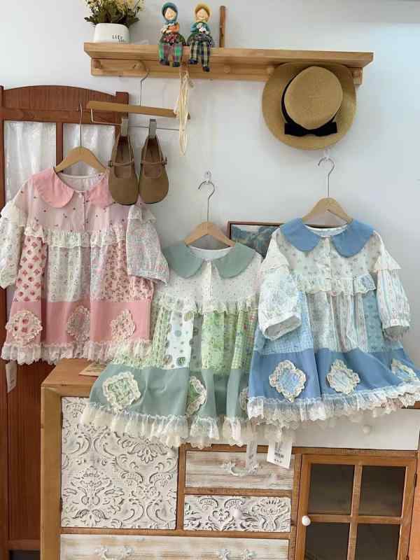 シャツ レディース 森ガール チュニック 半袖 パフスリーブ 花柄 ドット柄 コットン ゆったり 襟フリル かわいい フェミニン 春夏 グリーン ピンク系 ブルー|トミーショップ 店