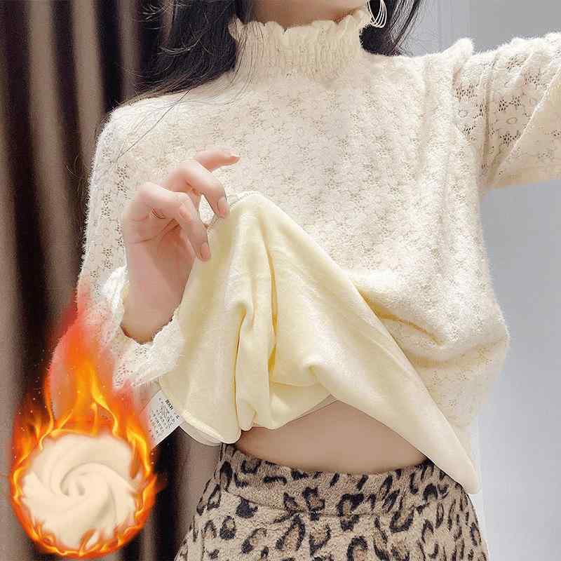 カットソー レディース 秋冬 レース トップス 裏起毛 あったか 暖か ベルスリーブ 長袖 プルオーバー 通勤 オフィス きれいめ かわいい