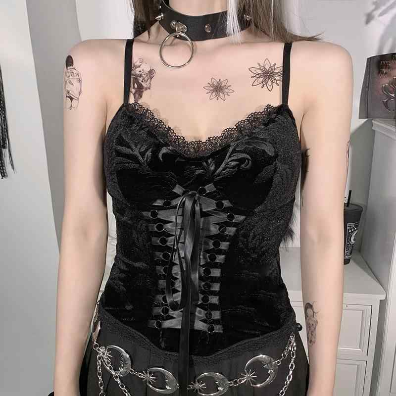 トップス レディース レース 花柄 黒 ブラック ゴシック ゴスロリ セクシー ベルベット風 カットソー 修身型 ショート丈 街頭 普段使い
