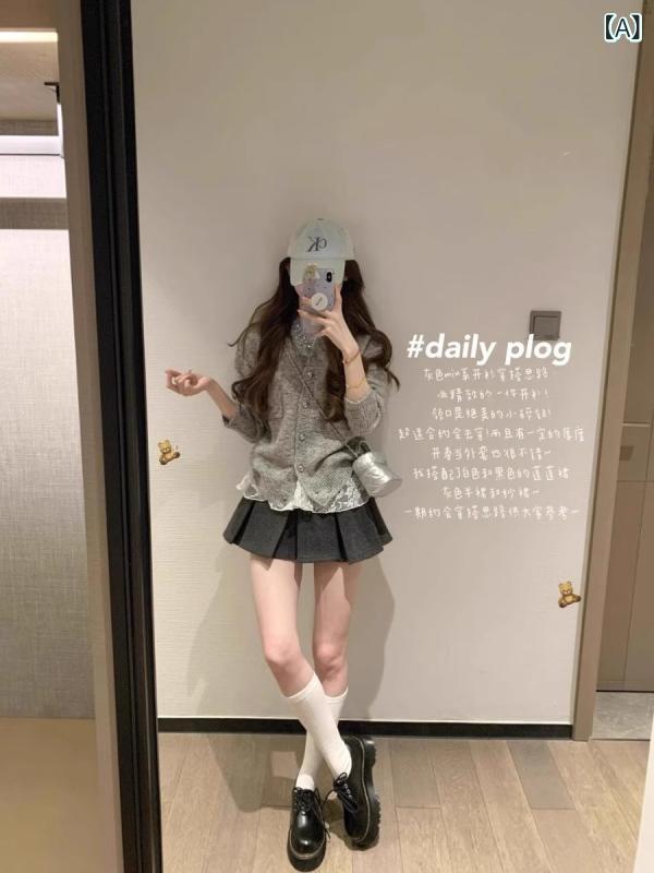 ニット トップス レディース グレー 長袖 開衫 カーディガン 春秋 春夏 秋冬 中厚 丸首 単排ボタン 免燻処理 キラキラ装飾 普通丈 日韓カジュアル 日常使い 軽量 伸縮性 純色 再生繊維 ミックス素材