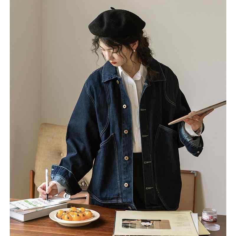 レディース 牛仔上衣 ジーンズ トップス 厚地の外套 春夏 深青み 広々とした影ぼうし 長袖 POLO色つや 単排名取り草 うつり変わりひな型 ヴィンテージ製作 ゆったり 伸び伸びする 好いたらしい 日常使い走り 韓国風 日系 心地好い 返り咲き 決まり 港風 並み並み厚