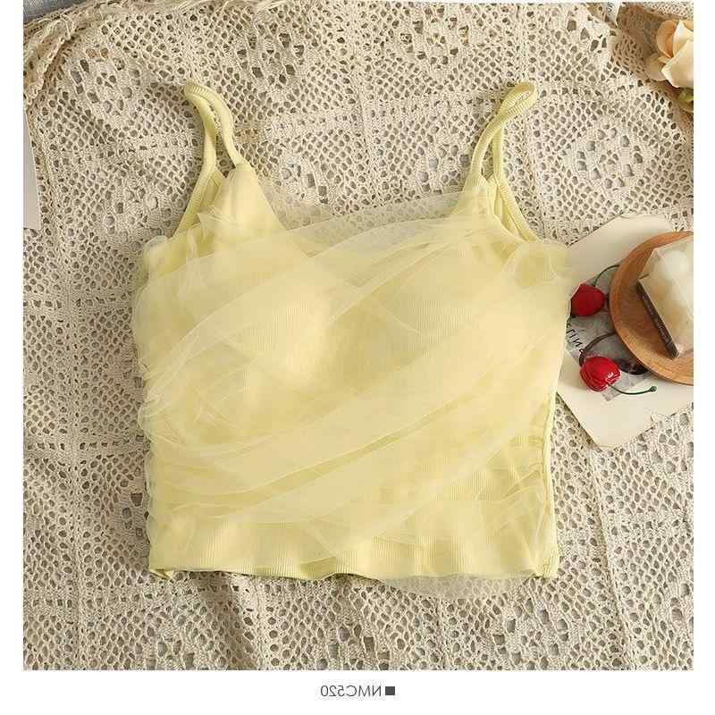 キャミソール 女性用 純欲風 セクシー レース 切り替え 吊り帯 トップス 短丈 インナー 夏用 接触冷感 ポリエステル 修身 微弾力 ブラック ホワイト ベージュ ブルー ピンク パープル グリーン イエロー 私服 デザイン性(x10)