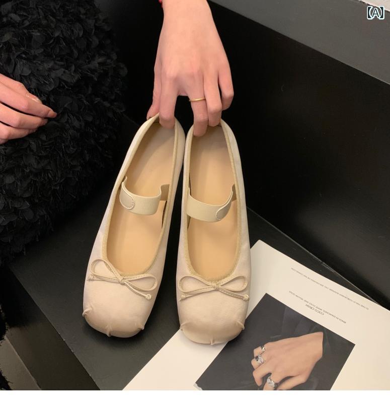 フラットシューズ 女性用 低めかかと バレエ風 メアリージェーン かわいい 仙女スタイル 方頭 浅口 低・悉 布地 ?面風 純色 ピンク シルバー アイボリー ブラック 接触冷感 軽量 通勤 デイリー 履きやすい 伸縮性 吸湿速乾 春夏秋冬 ユニセックス