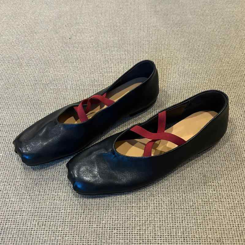 メンズ バレエシューズ 復古 平底 革靴 百搭 ローカット メアリージェーン シューズ 女性用 方頭 交叉ストラップ 牛革 スエード内張り 低フォール ピエスカラ 春夏 秋 日常 ヒップホップ スタイル 軽量 伸縮性 ゴムソール ラバー底 黒 茶 ユニセ