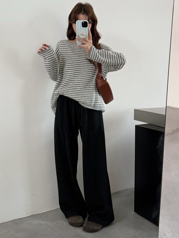 秋冬 レディース ワイドパンツ 厚手 糯米素材 ゆったりスタイル ロング丈 ゆったりフィット 楽ちん ストレッチ 深灰 ベージュ ブラック ダークブラウン ポリエステル混 ウール調 防シワ加工 ゆったり腰松 ドローストリング 快適カジュアル|トミーショップ 店