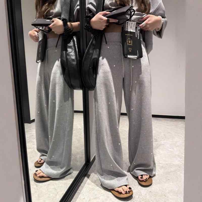 レディース 直筒 高腰 スウェットパンツ コットン混紡 綿95%以上 アウトドア マイクロストレッチ ハイウエスト ゆったりシルエット グレー ブラック 夏 デイリーウェア 軽量 吸湿速乾 イージーパンツ ロングパンツ 韓国風 カジュアルパンツ