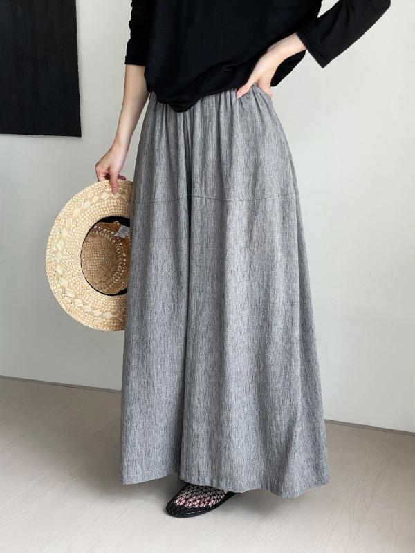 レディース 夏 接触冷感 ?腿パンツ 麻灰 牛仔ブルー 薄手 長丈 ゆったり 松腰 切り替え 純色 通気性 涼感 天竺コットン ポリエステル 精梳コットン 無弾性 日韓カジュアル 快適 普段使い 軽やか シルエット