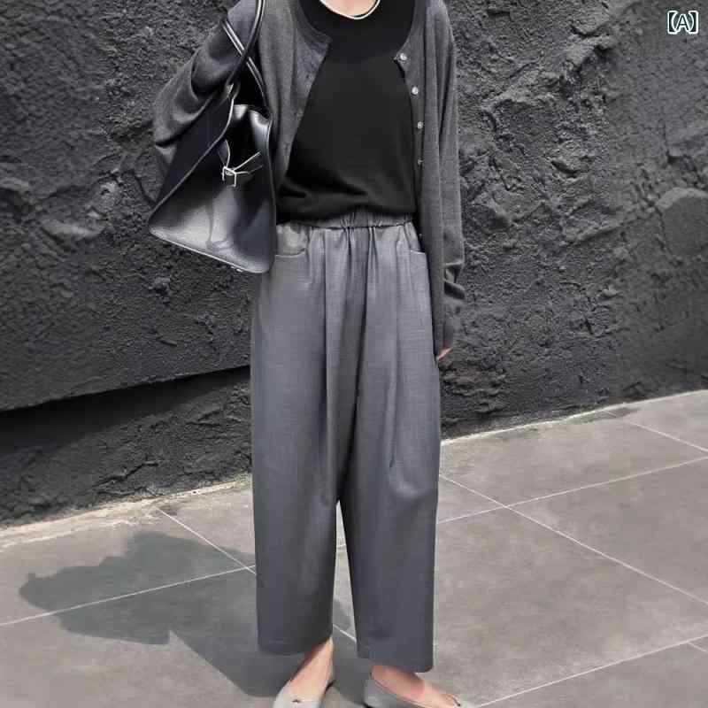レディース ハーレムパンツ 羊毛 素材 中腰 ワイドシルエット 九分丈 グレー グリーン ピンク ネイビー 通勤 普段使い 気質 カジュアル 秋冬 ミドル厚 無弾力 純色 基本デザイン ゆったり シルエット|トミーショップ 店